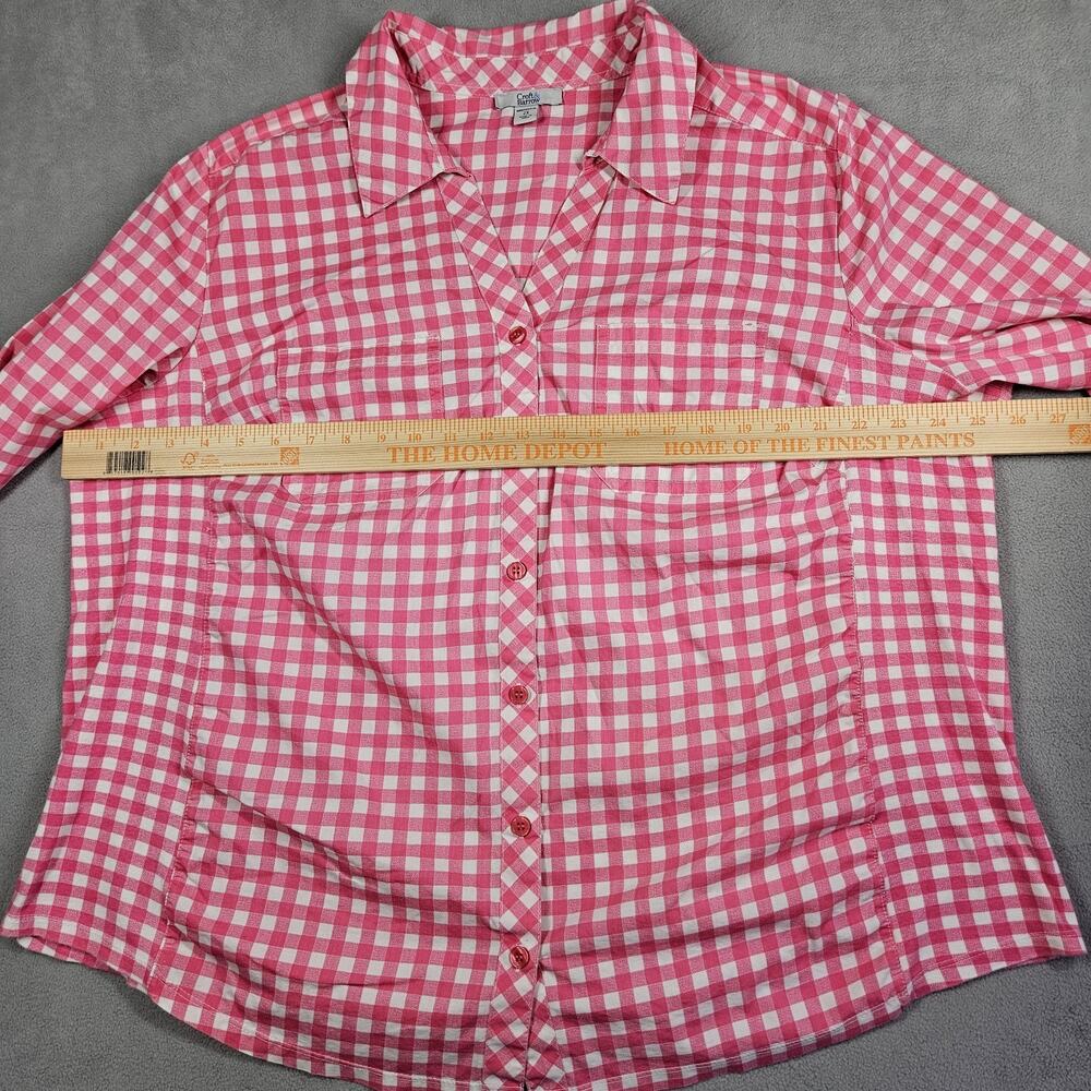 Croft & Barrow Button Down Shirt Womens Plus Size 2X Pink Checked Gingham Casual - Picture 9 of 12